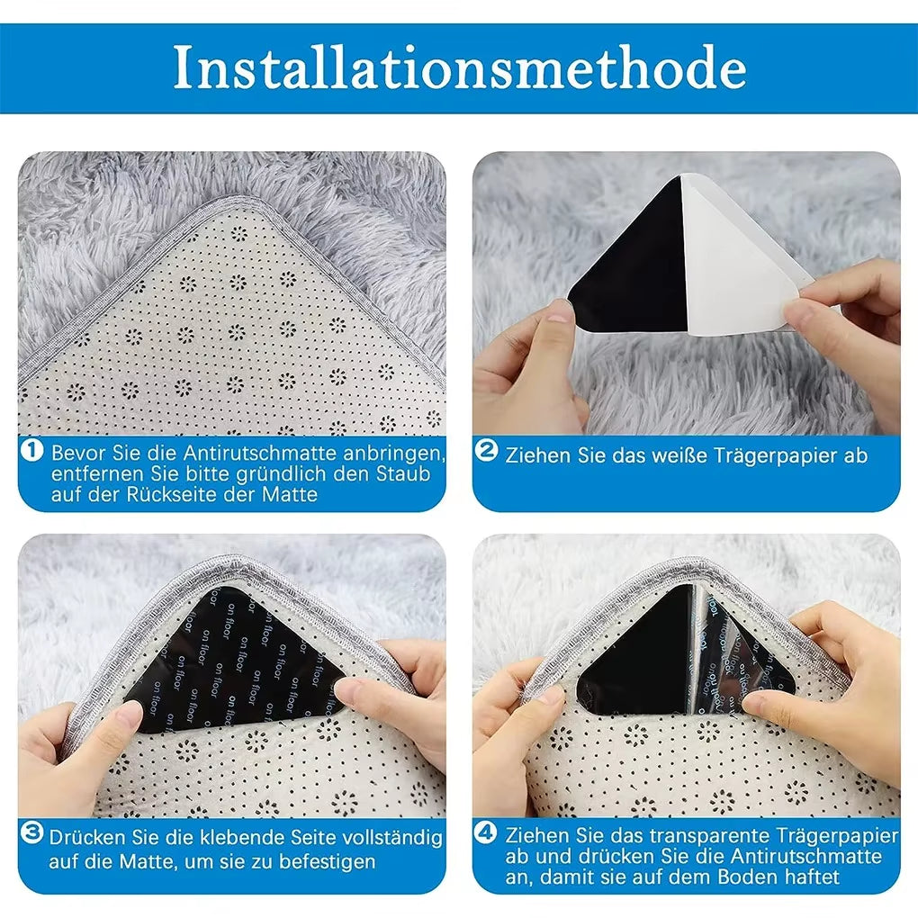 12PCS Carpet Non-Slip Sticker Reusable Water Proof anti Curling Carpet Patch Fixed Sticker Floor Rug Mat Tape Gripper Corner Pad